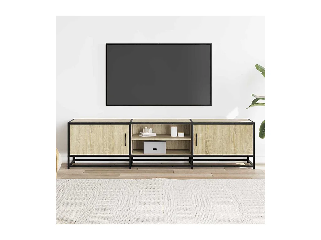 Meuble TV chêne sonoma 160x35x41 cm bois d'ingénierie et métal
