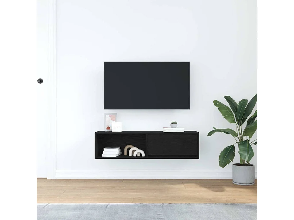Meuble TV chêne noir 100x31x25,5 cm bois d'ingénierie