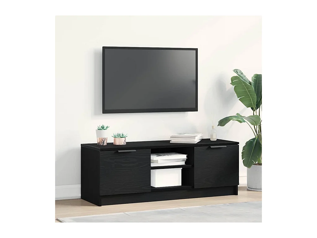 Meuble TV Noir 102 x 35 x 36,5 cm Bois d'ingénierie