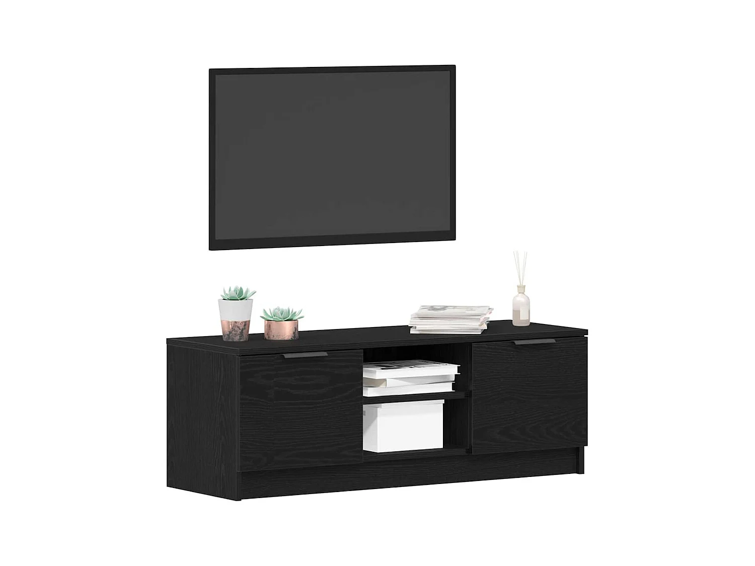 Meuble TV Noir 102 x 35 x 36,5 cm Bois d'ingénierie