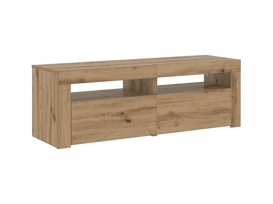 Meuble TV avec lumières LED chêne artisanal bois d'ingénierie