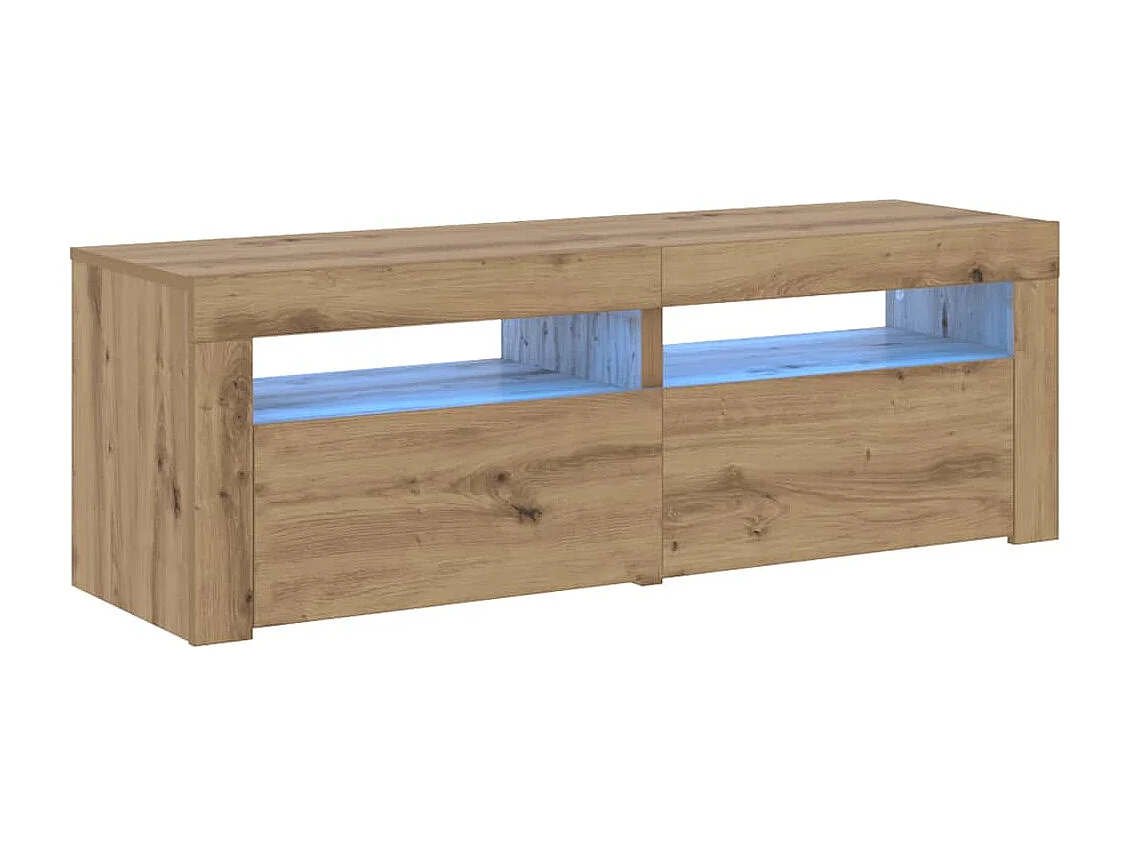 Meuble TV avec lumières LED chêne artisanal bois d'ingénierie