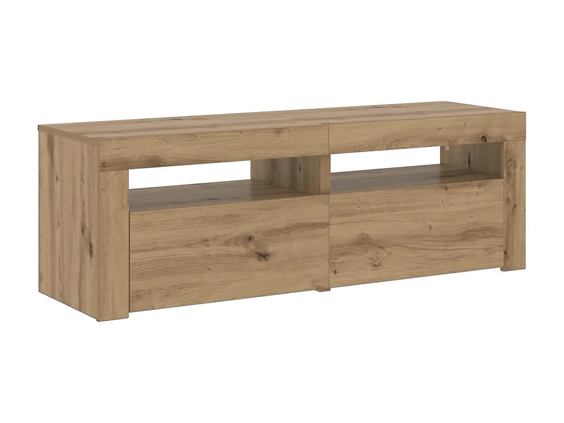 Meuble TV avec lumières LED chêne artisanal bois d'ingénierie