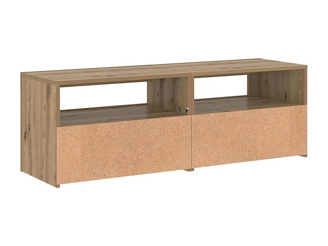 Meuble TV avec lumières LED chêne artisanal bois d'ingénierie