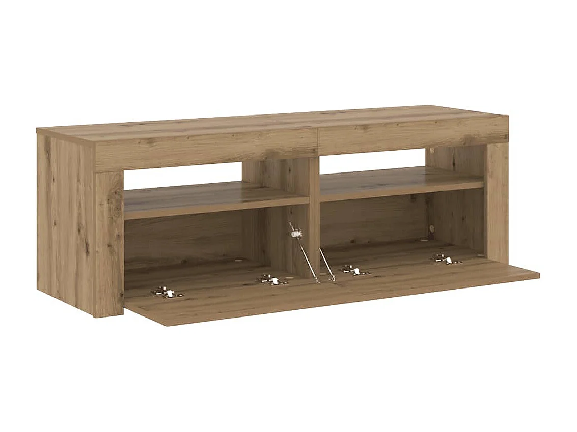 Meuble TV avec lumières LED chêne artisanal bois d'ingénierie