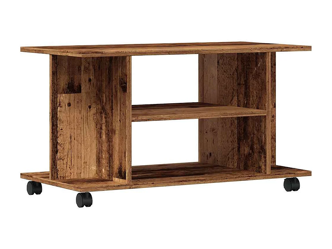 Meuble TV avec roulettes vieux bois 80x40x45 cm bois ingénierie