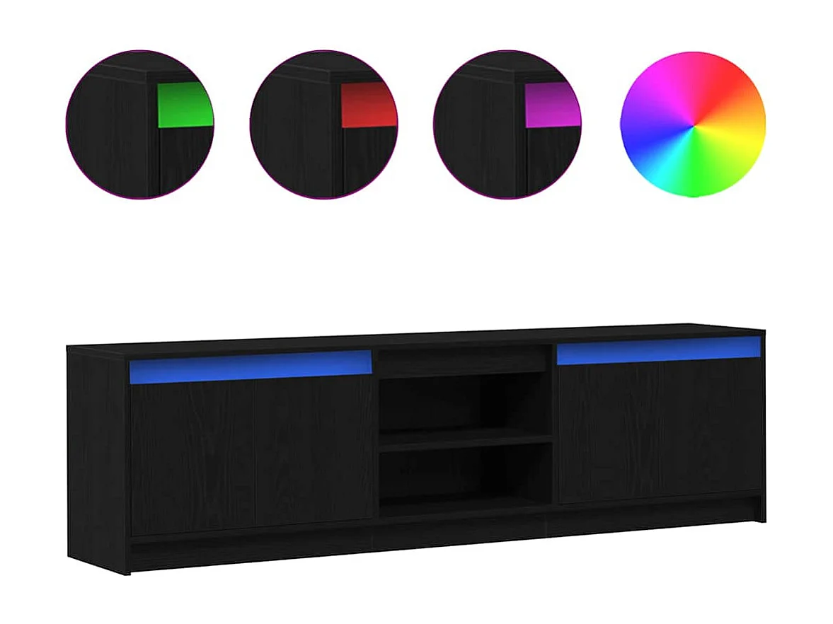 Meuble TV Noir 182 x 34 x 50 cm Bois d'ingénierie
