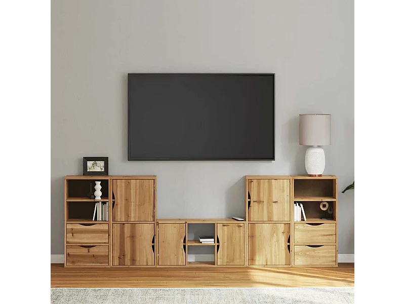 Meubles TV 5 pièces avec rangement ODDA bois de pin massif