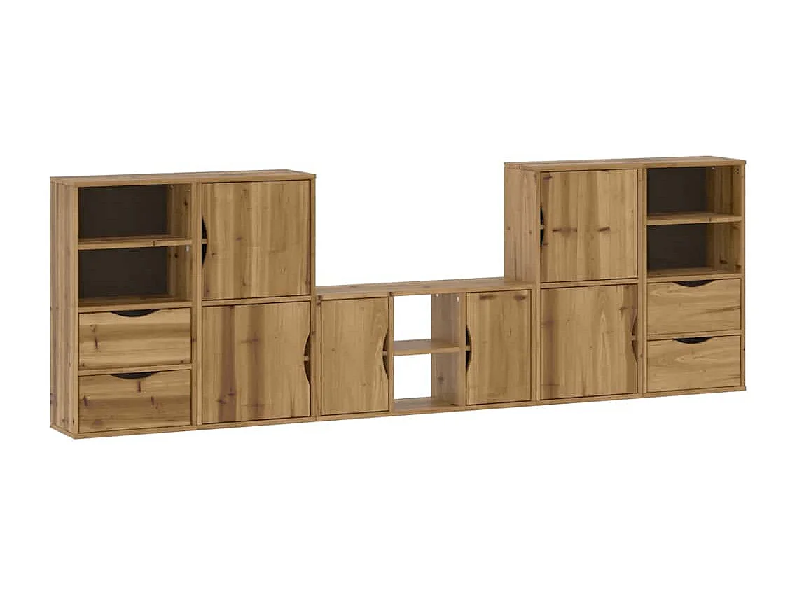 Meubles TV 5 pièces avec rangement ODDA bois de pin massif