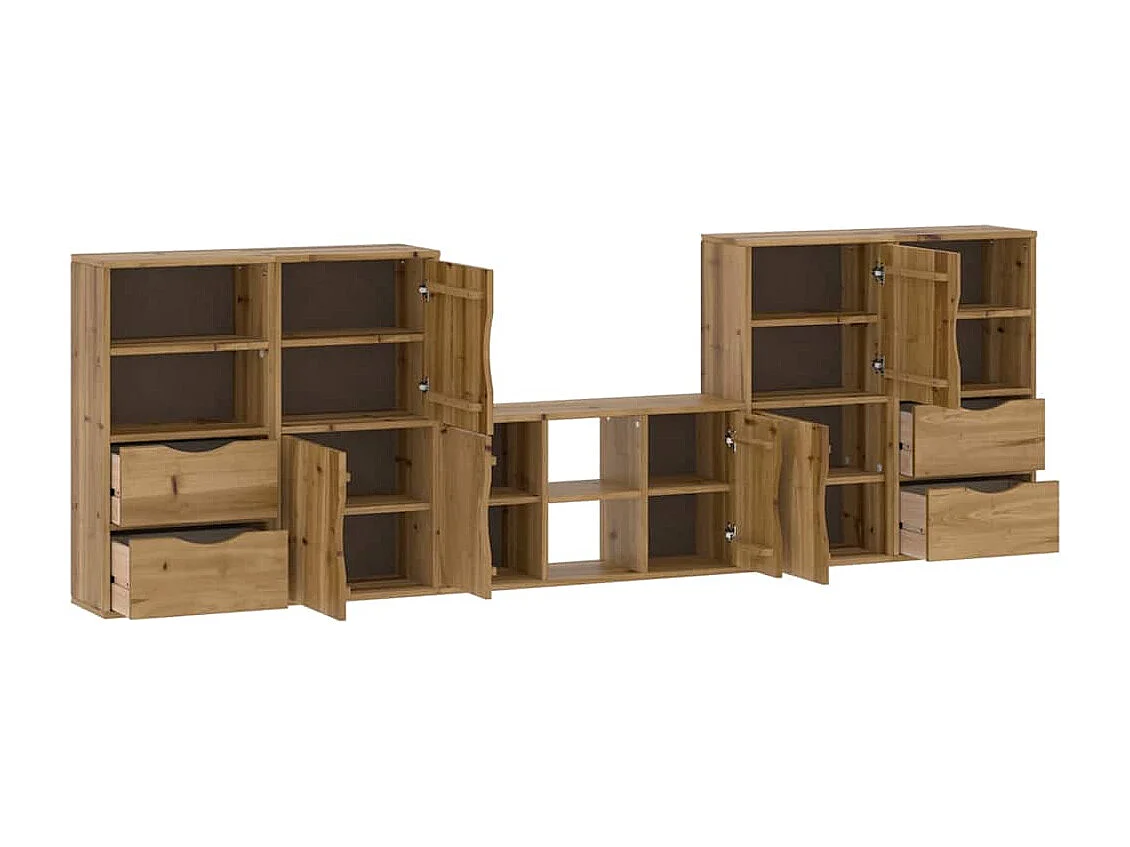 Meubles TV 5 pièces avec rangement ODDA bois de pin massif