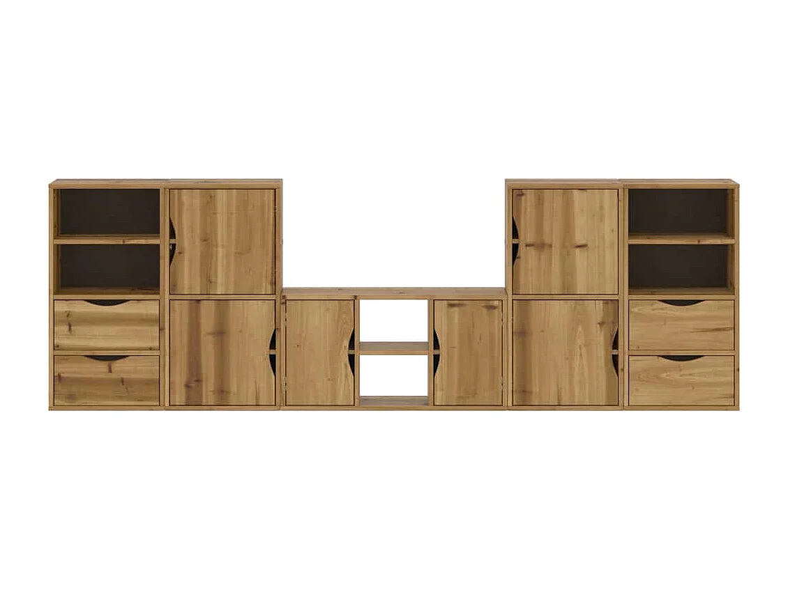 Meubles TV 5 pièces avec rangement ODDA bois de pin massif