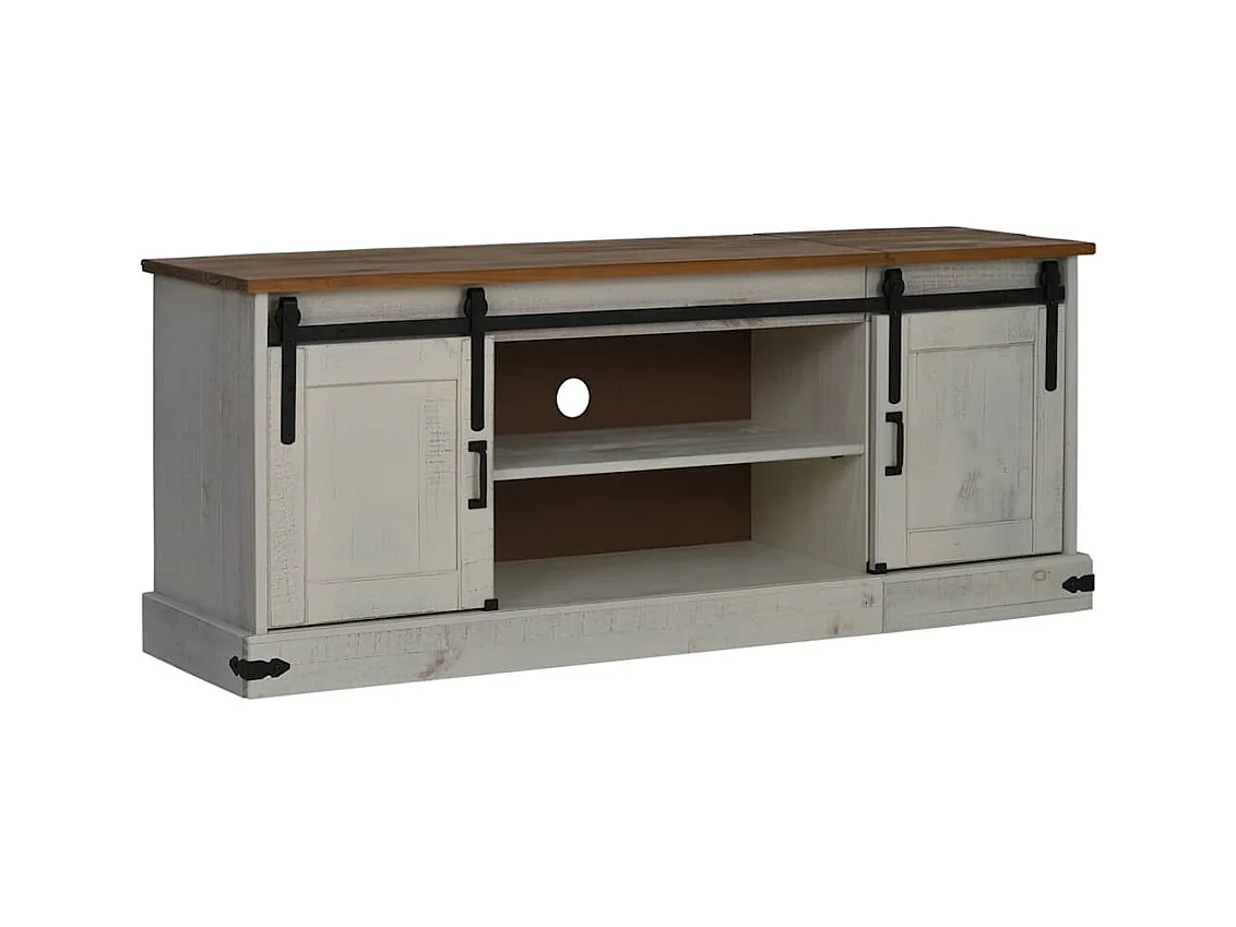 Meuble TV HALDEN 2 portes coulissantes blanc 150x40x60 cm