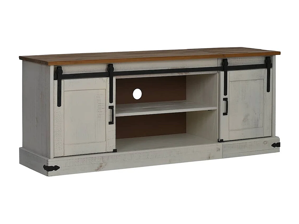 Meuble TV HALDEN 2 portes coulissantes blanc 150x40x60 cm