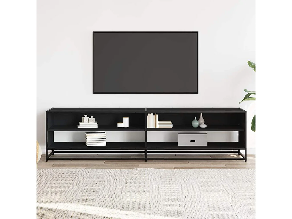 Meuble TV noir 180,5x40x46 cm bois d'ingénierie