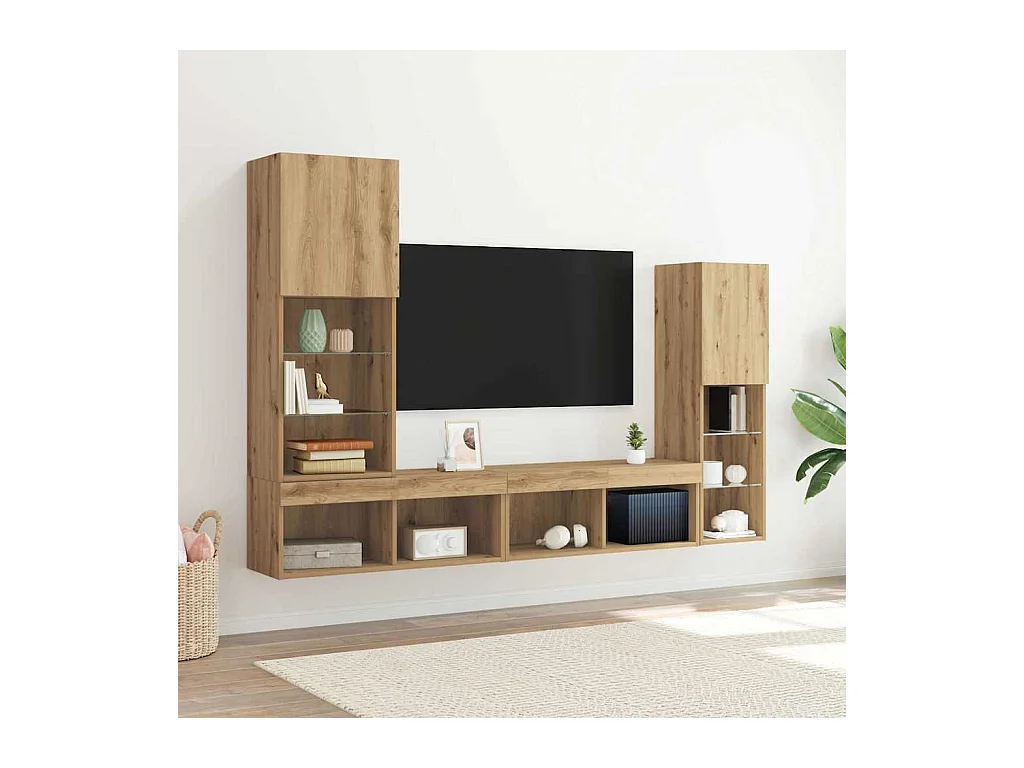 Gabinete para TV 4 peças carvalho artisiano 40.5 x 30 x 102 cm
