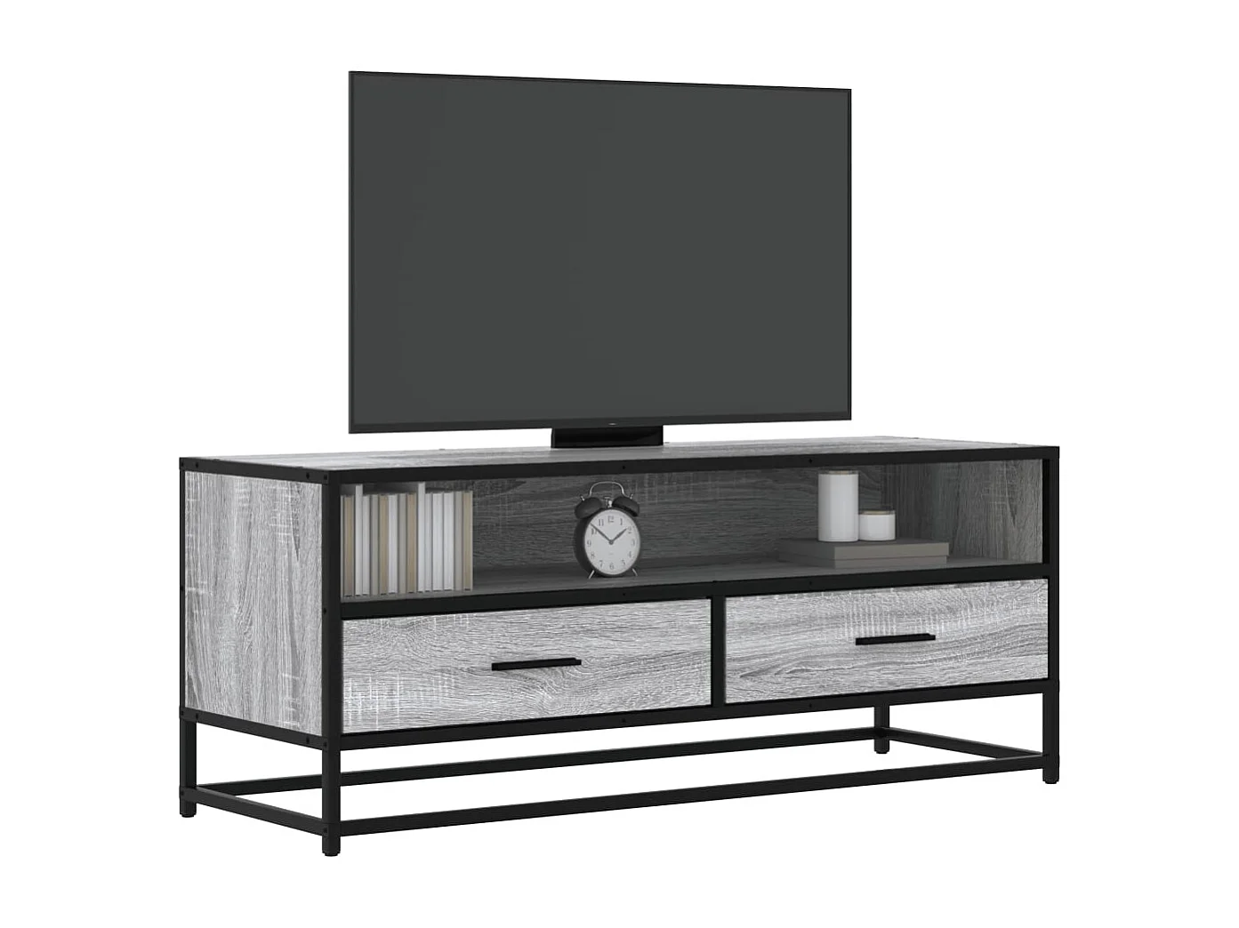 Meuble TV sonoma gris 100x34,5x40 cm bois d'ingénierie et métal