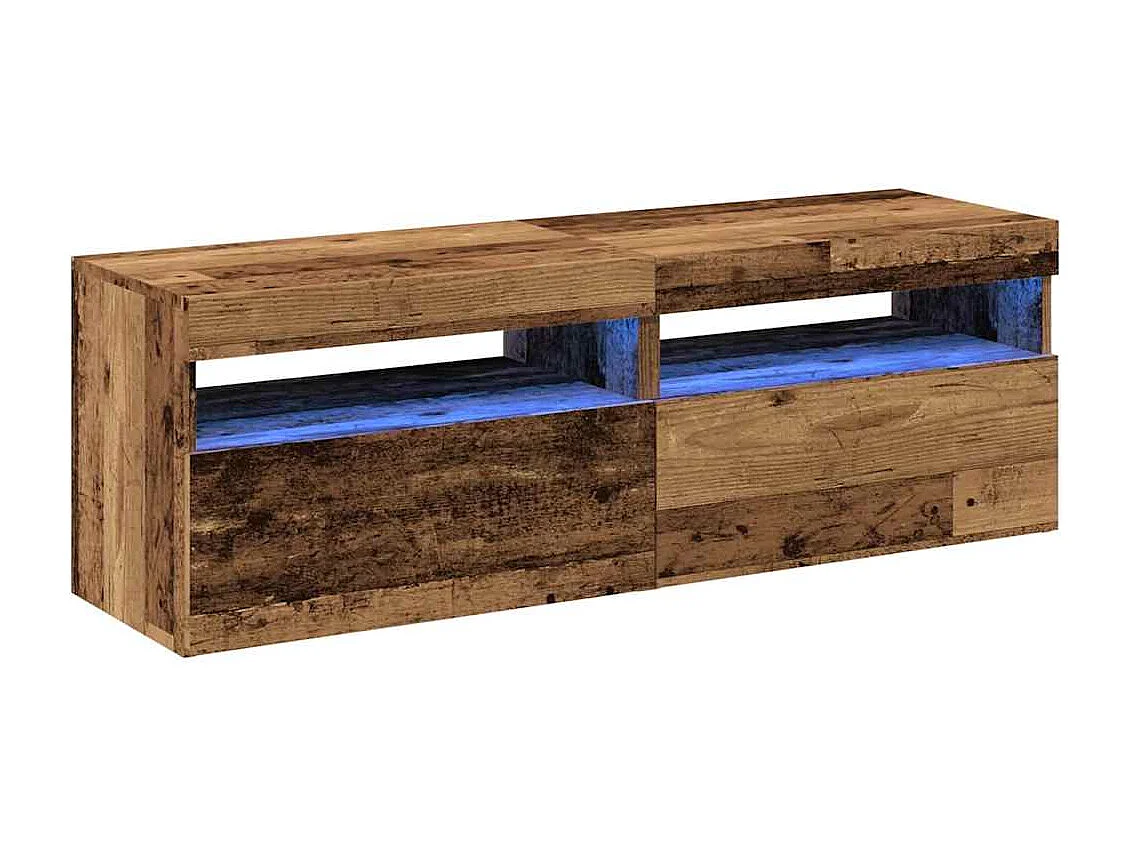 Meubles TV avec lumières LED 2 pièces vieux bois bois d'ingénierie