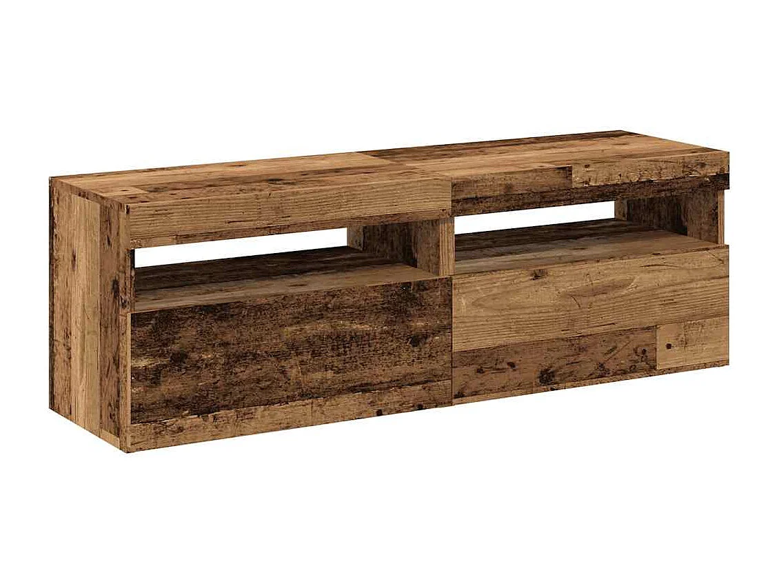 Meubles TV avec lumières LED 2 pièces vieux bois bois d'ingénierie