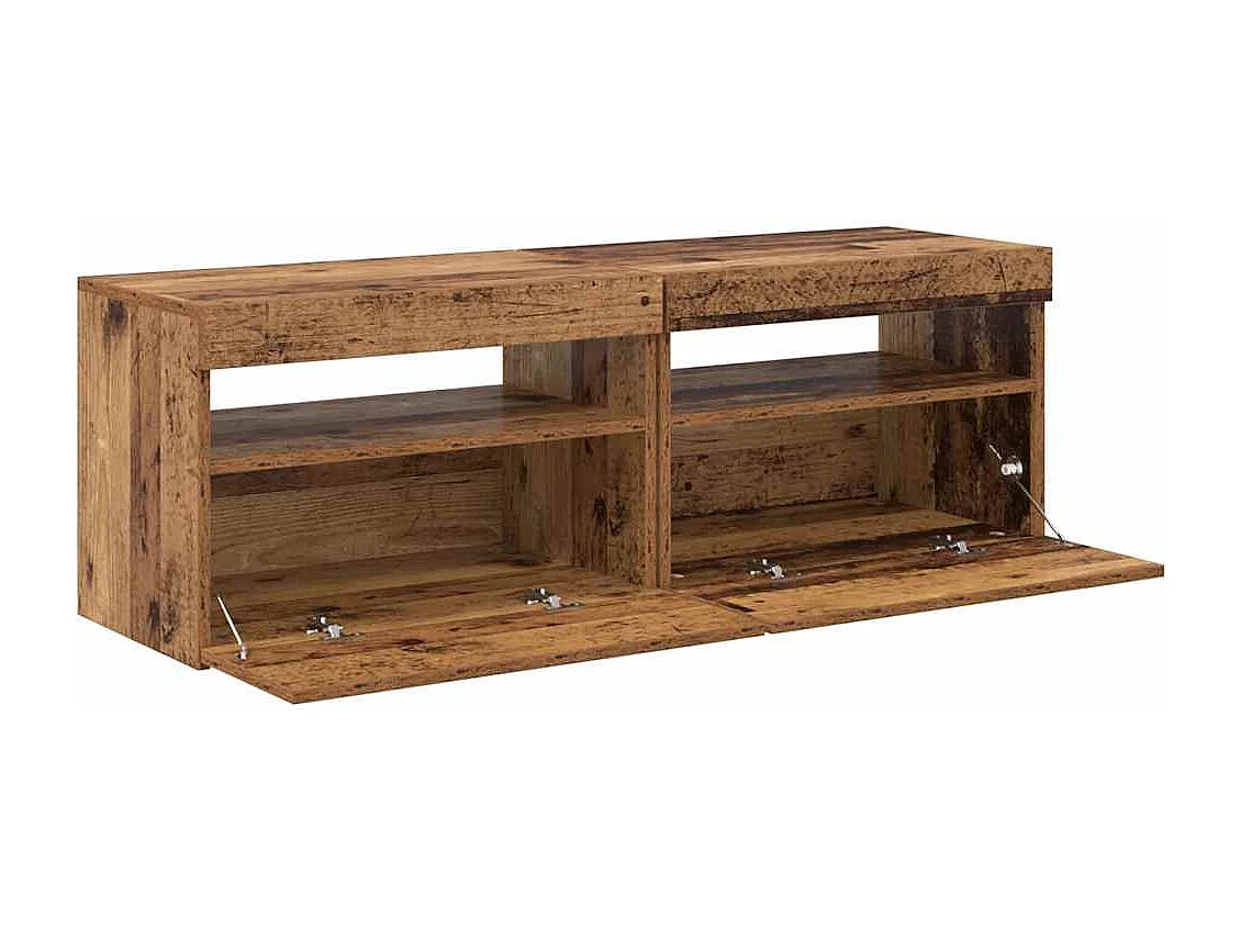 Meubles TV avec lumières LED 2 pièces vieux bois bois d'ingénierie