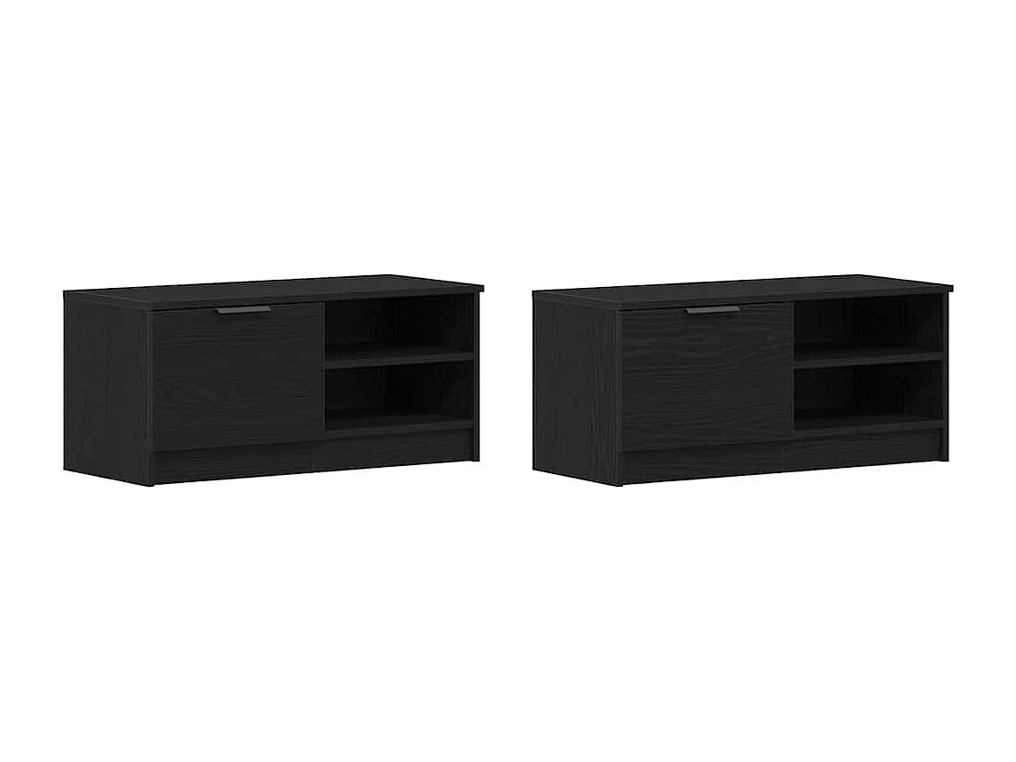 Meuble TV 2 pièces Noir 80 x 35 x 36.5 cm Bois d'ingénierie