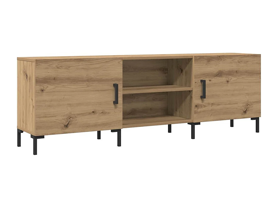 Meuble TV chêne artisanal 150x30x50 cm bois d'ingénierie