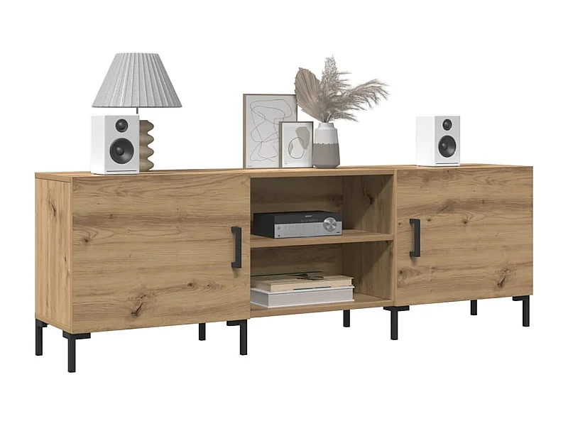 Meuble TV chêne artisanal 150x30x50 cm bois d'ingénierie