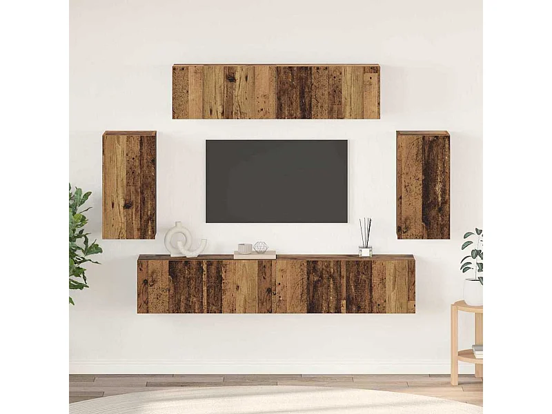 Conjunto de Estantes pra TV 6 peças Madeira antiga