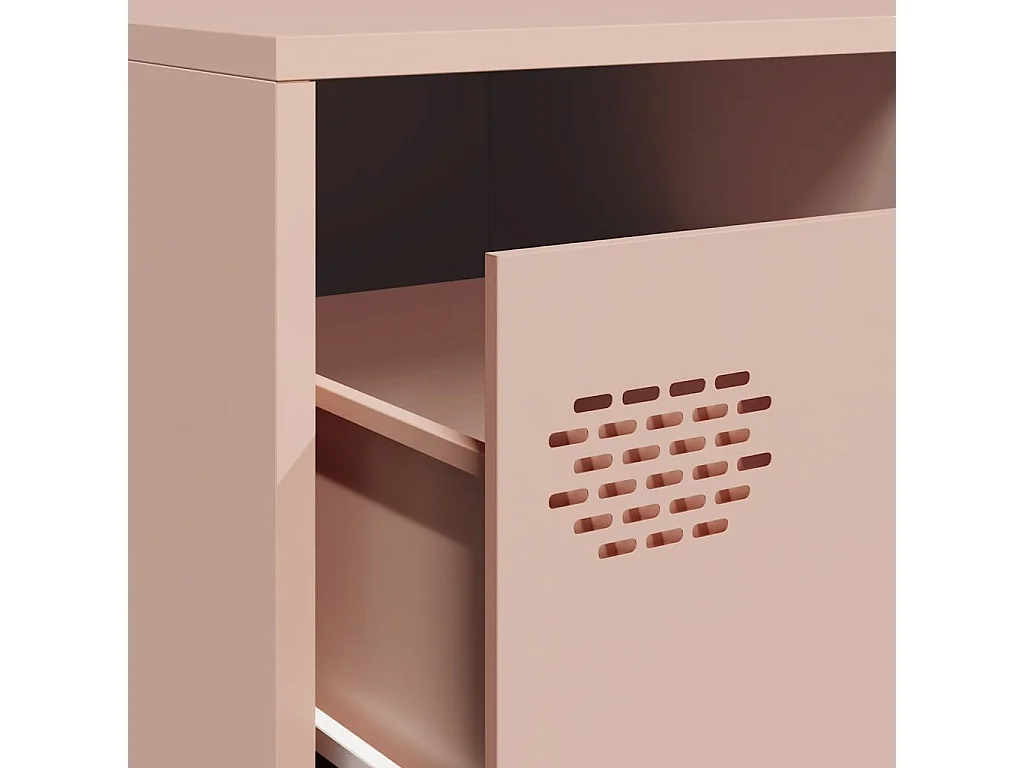 Meuble TV rose 202x39x43,5 cm acier laminé à froid