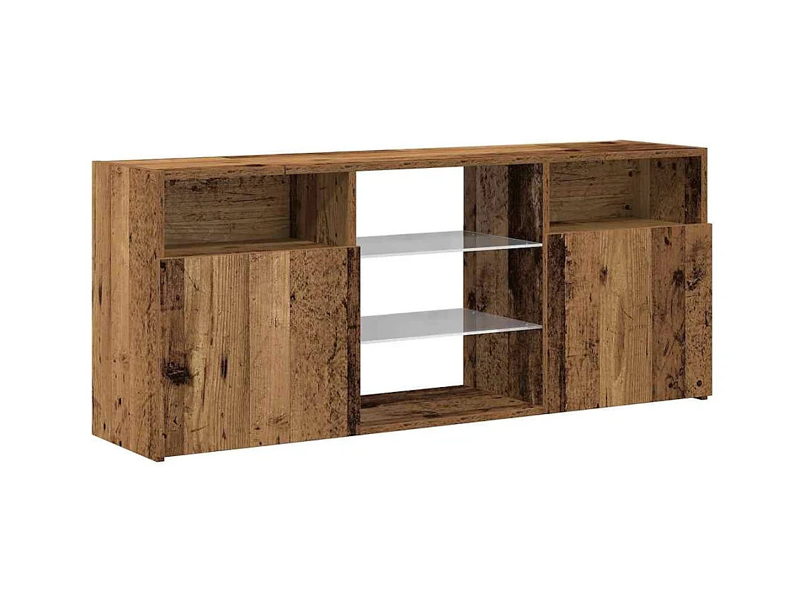 Meuble TV avec lumières LED vieux bois bois d'ingénierie