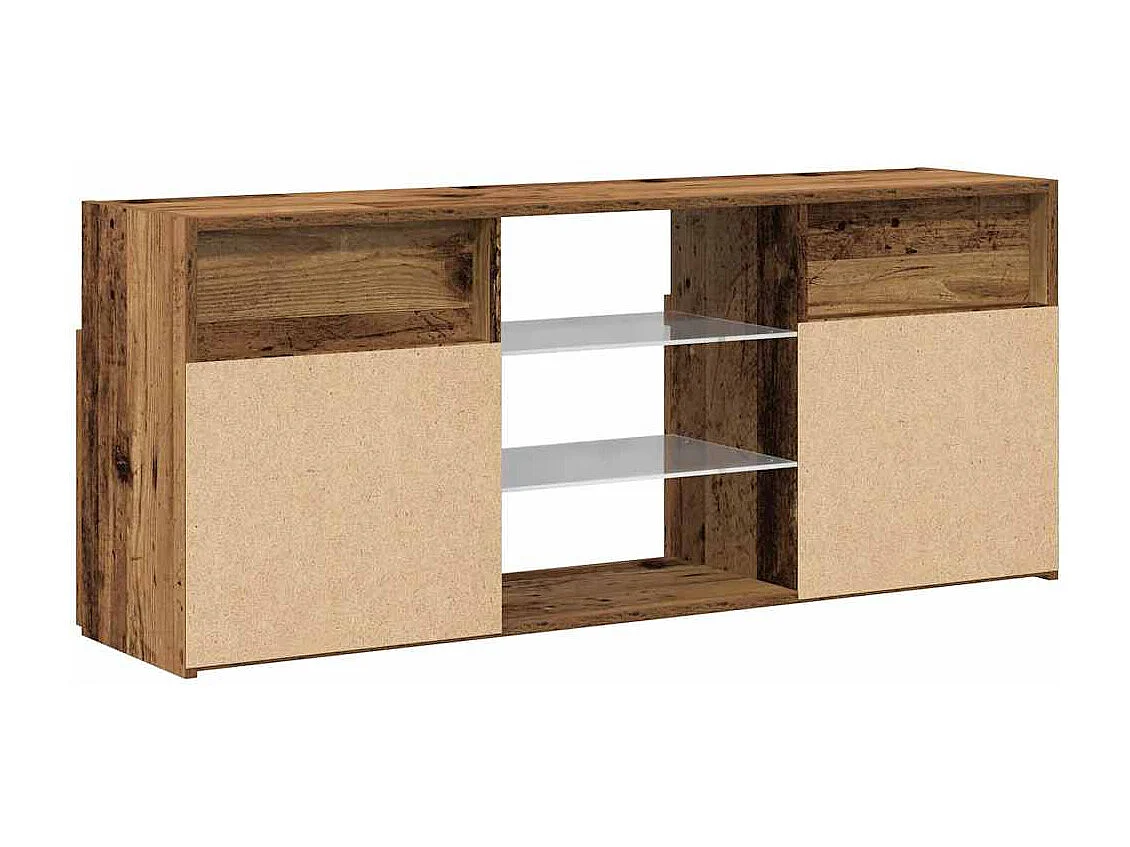 Meuble TV avec lumières LED vieux bois bois d'ingénierie