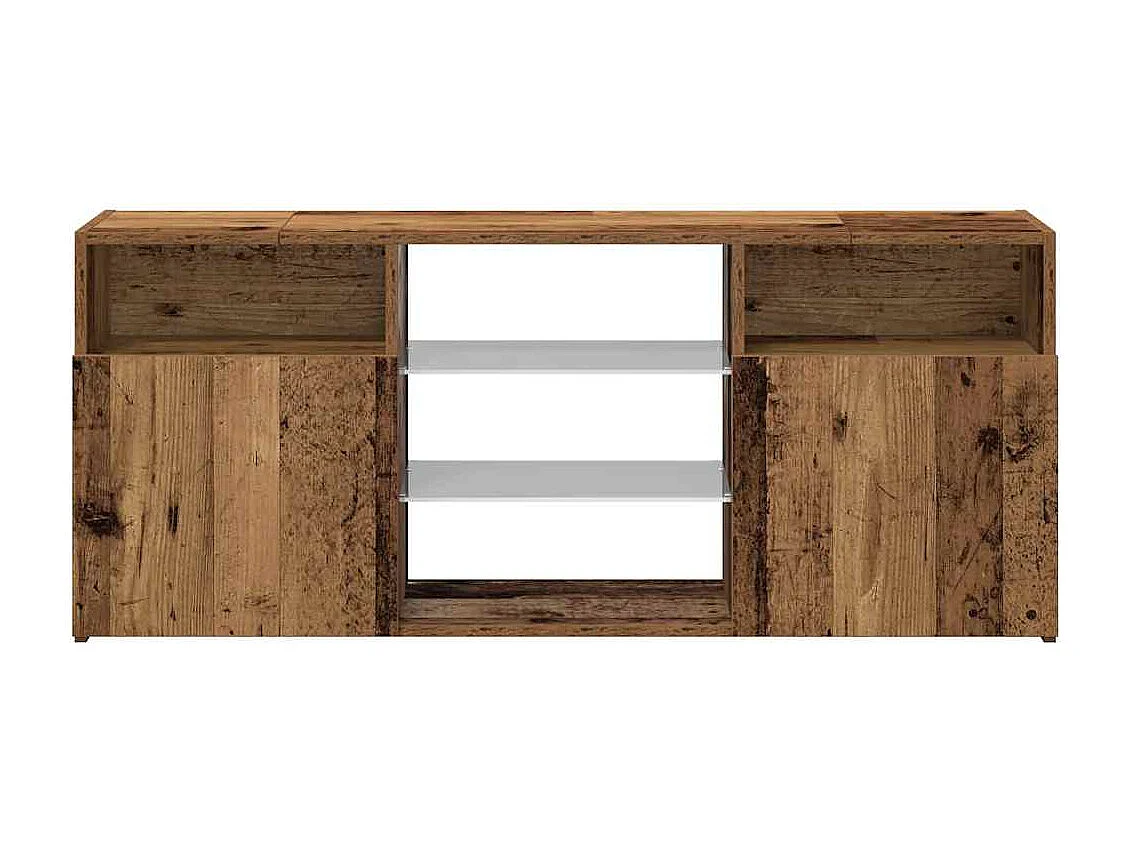 Meuble TV avec lumières LED vieux bois bois d'ingénierie