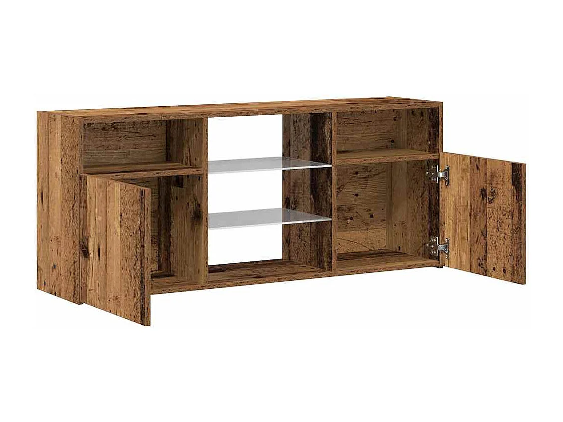 Meuble TV avec lumières LED vieux bois bois d'ingénierie