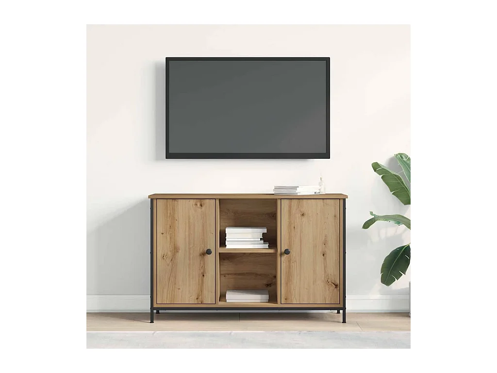 Meuble TV chêne artisanal 101 x 35 x 65 cm Bois d'ingénierie