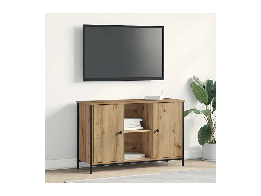 TV Kast artisanaal eikenkleurig 101 x 35 x 65 cm Bewerkt hout