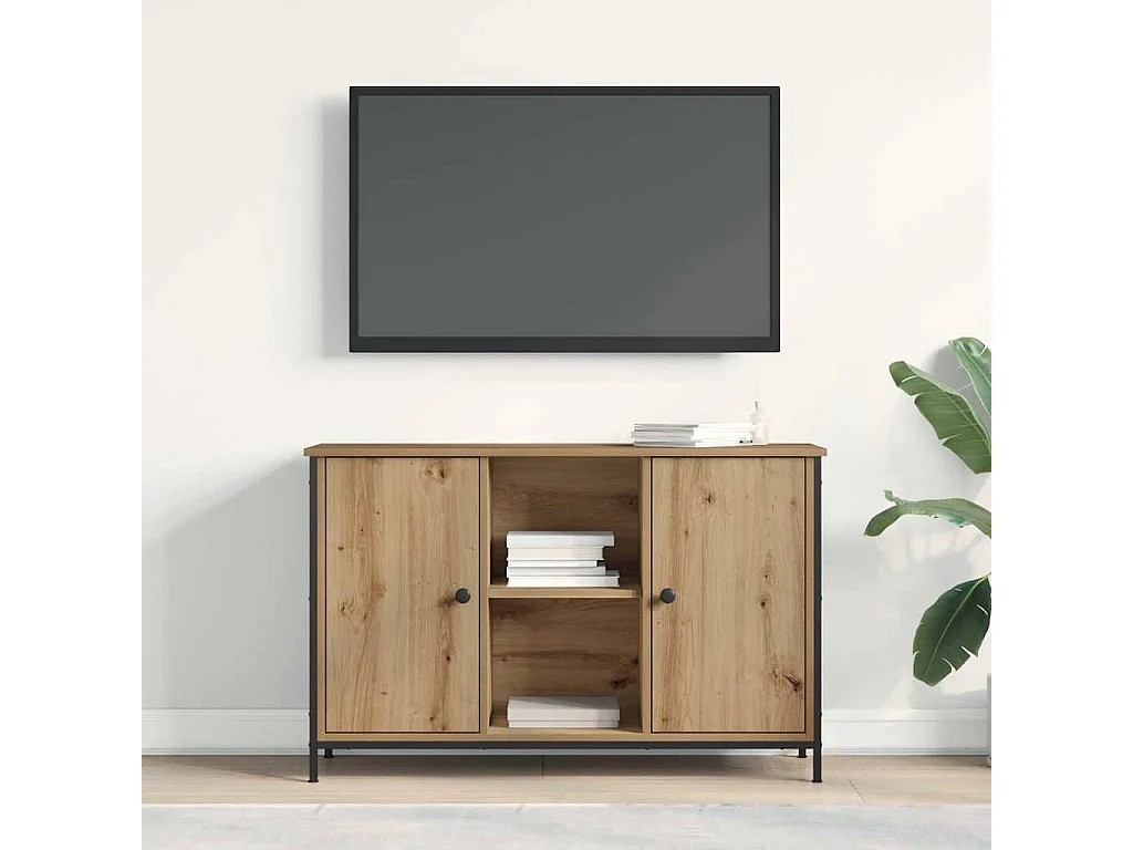 Meuble TV chêne artisanal 101 x 35 x 65 cm Bois d'ingénierie