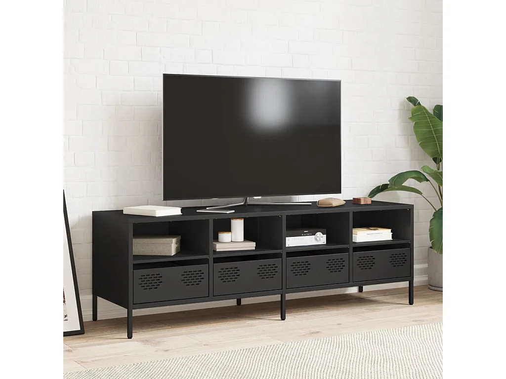 Tv-meubel 135x39x43,5 cm koudgewalst staal zwart