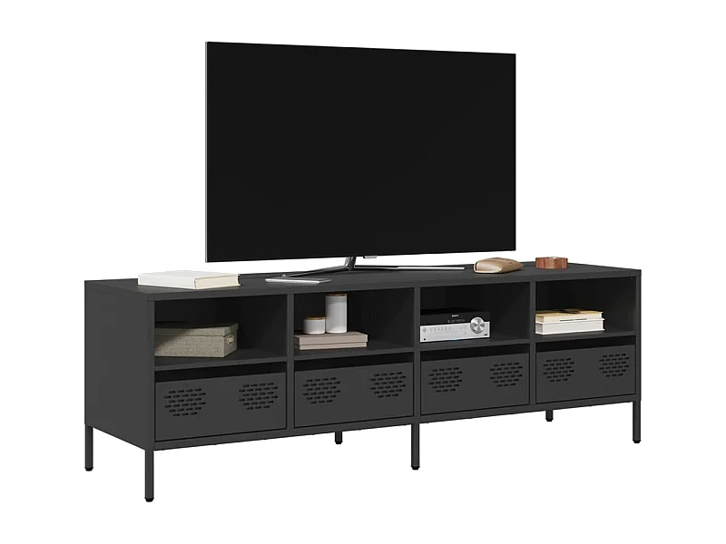 Mueble para TV acero laminado en frío negro 135x39x43,5 cm