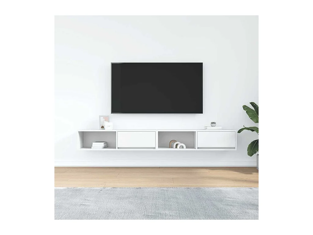Meubles TV 2 pièces blanc 100x31x25,5 cm bois d'ingénierie