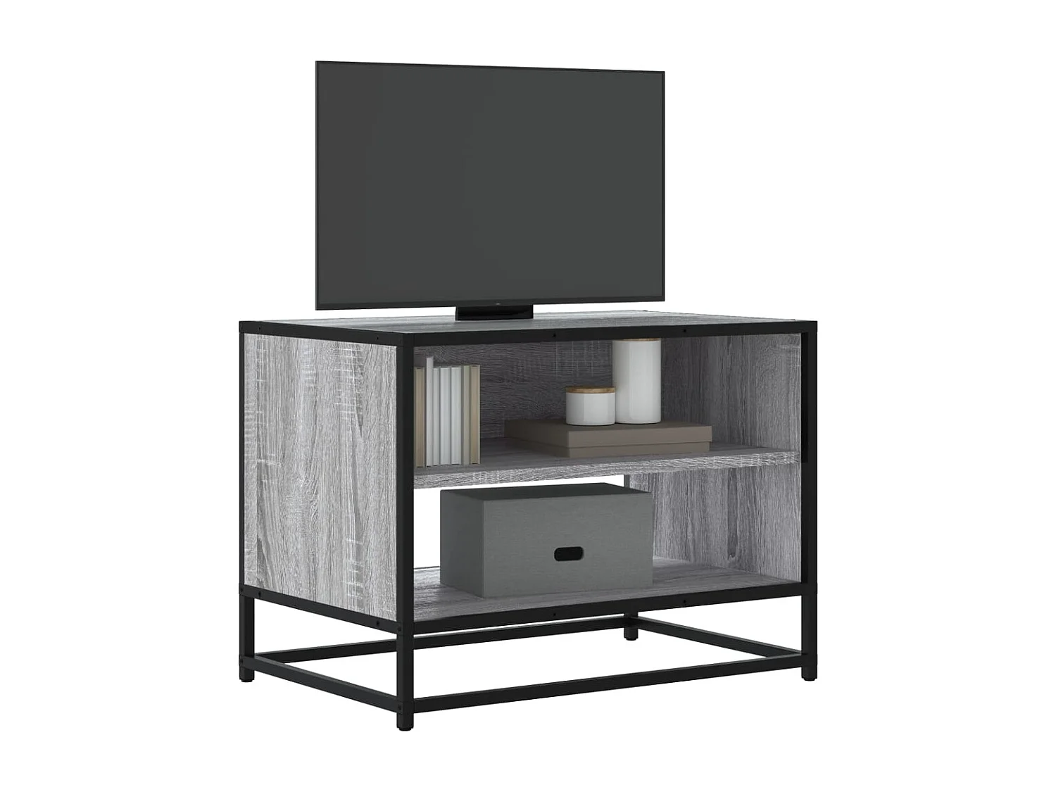 Meuble TV sonoma gris 61x40x46 cm bois d'ingénierie et métal