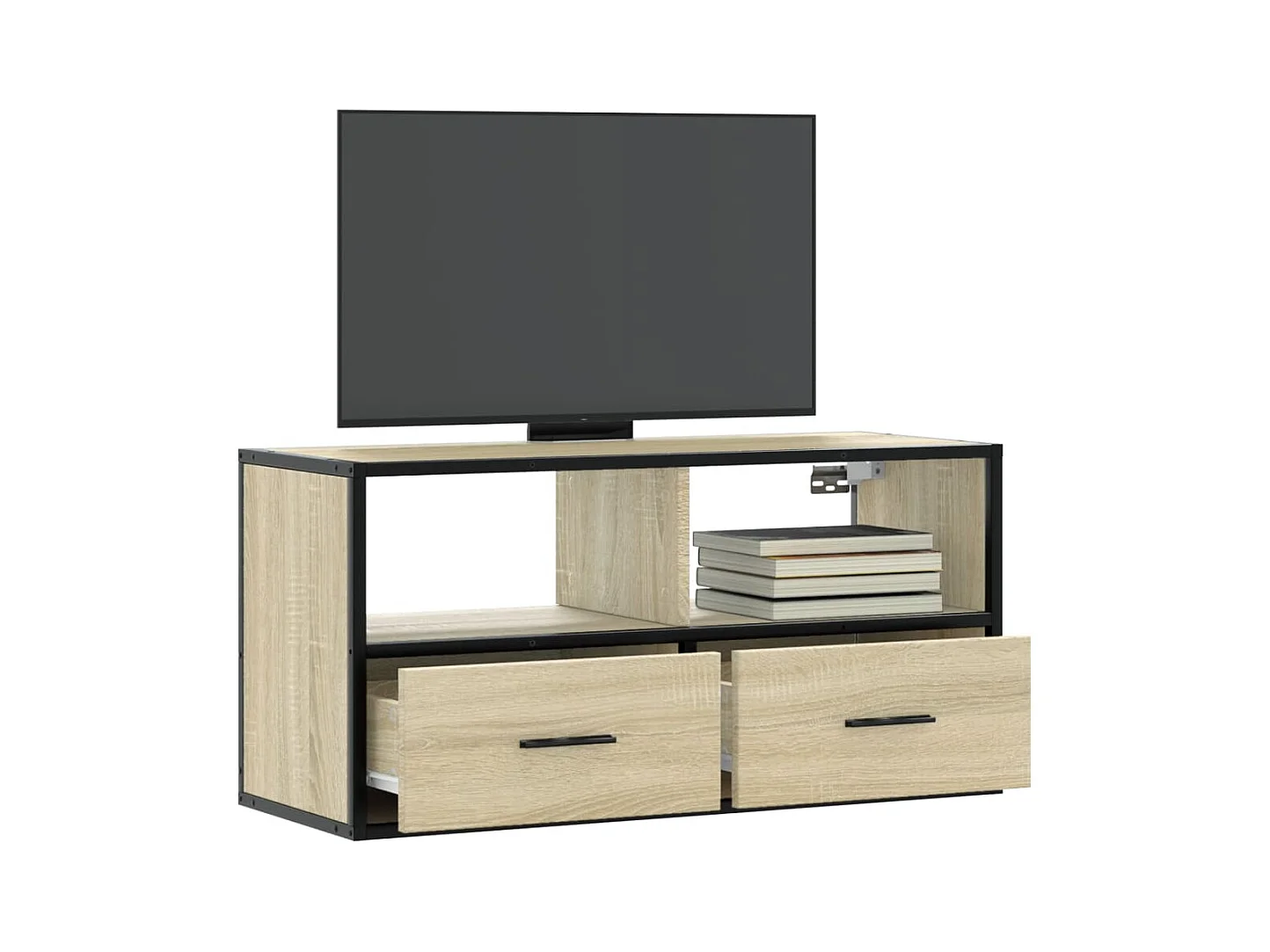 Meuble TV chêne sonoma 80x31x39,5 cm bois d'ingénierie et métal
