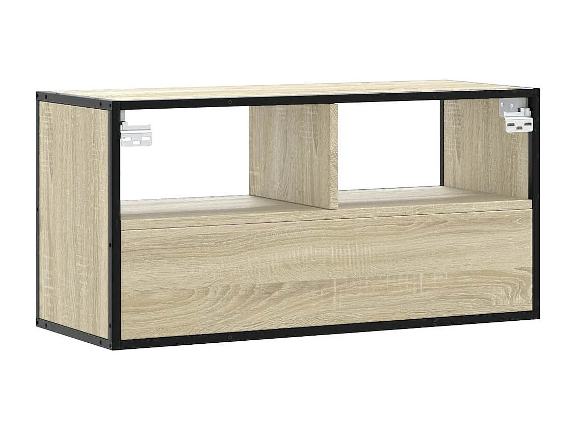 Meuble TV chêne sonoma 80x31x39,5 cm bois d'ingénierie et métal