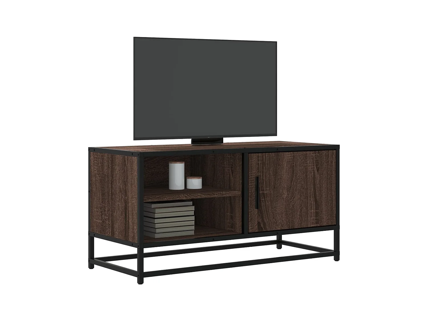 Móvel p/ TV 80x34,5x40cm deriv. madeira/metal carvalho castanho