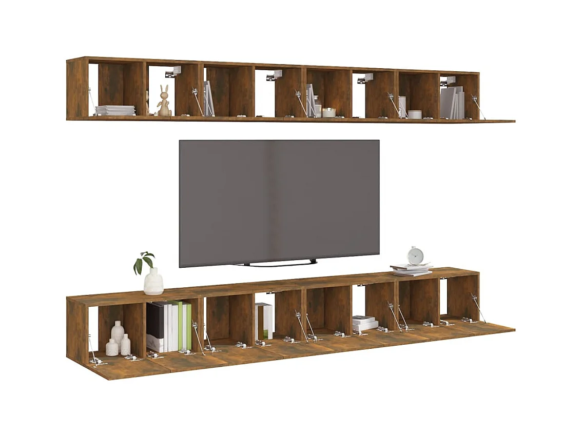 Meubles TV 8 pièces Chêne fumé 60x30x30 cm Bois d'ingénierie