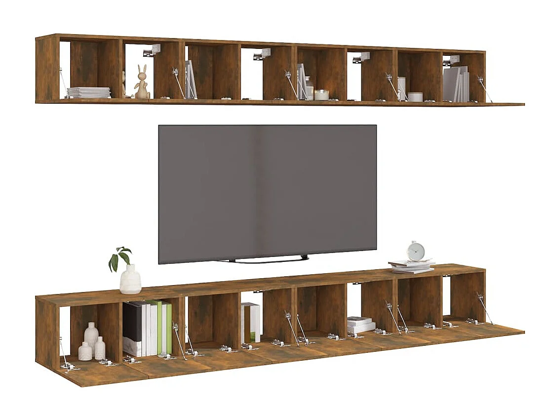 Meubles TV 8 pièces Chêne fumé 60x30x30 cm Bois d'ingénierie