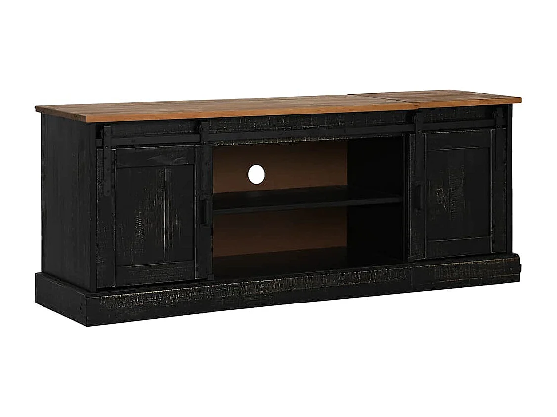 Meuble TV HALDEN 2 portes coulissantes noir 150x40x60 cm