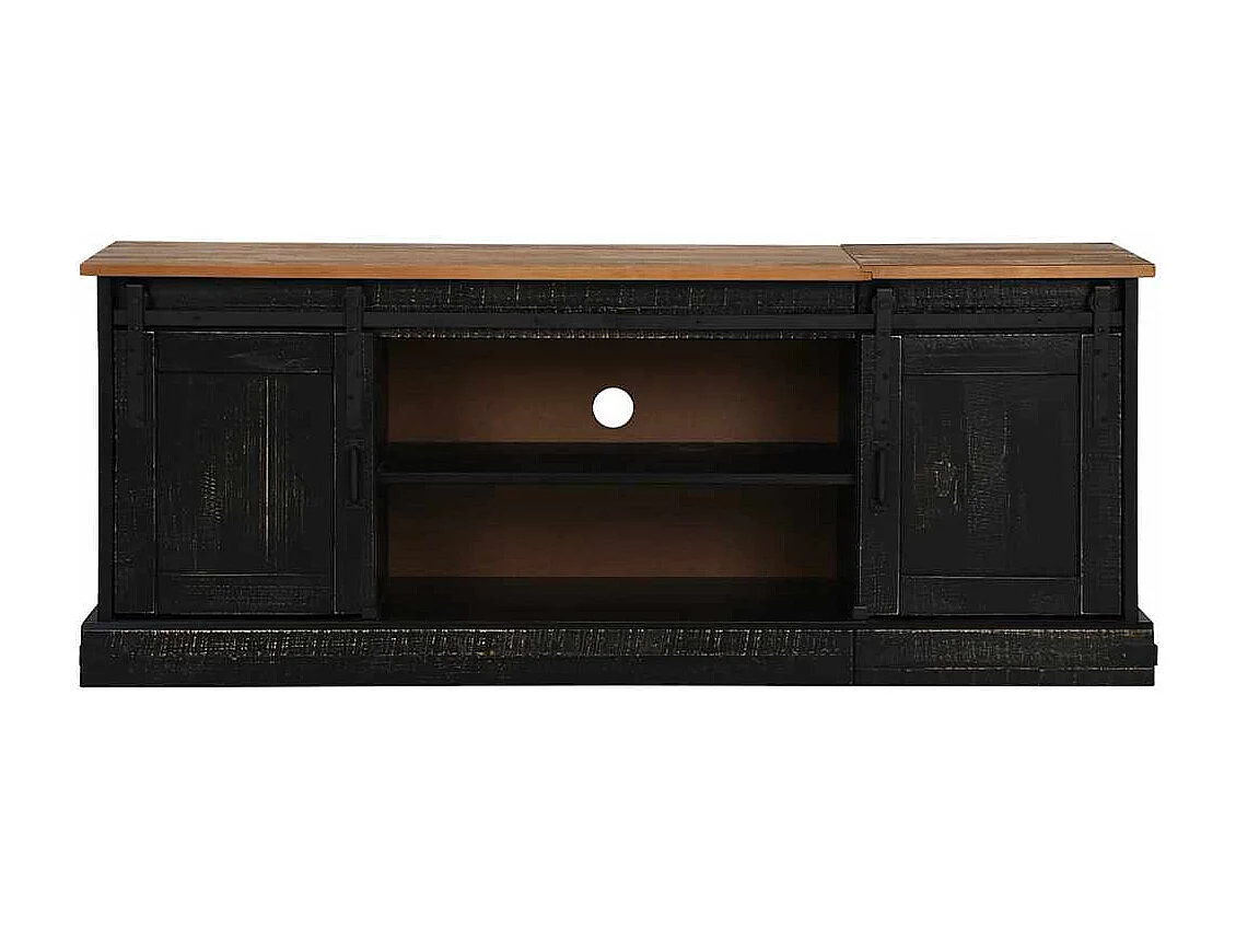 Meuble TV HALDEN 2 portes coulissantes noir 150x40x60 cm