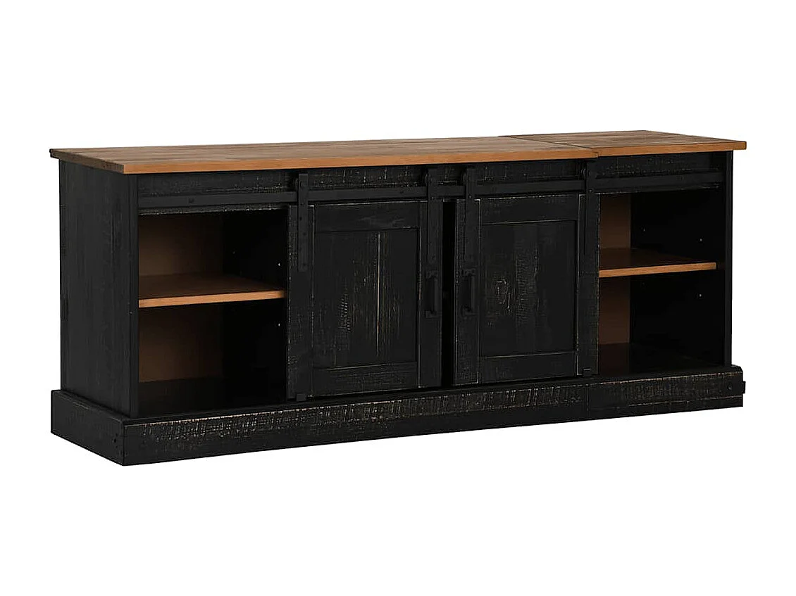 Meuble TV HALDEN 2 portes coulissantes noir 150x40x60 cm