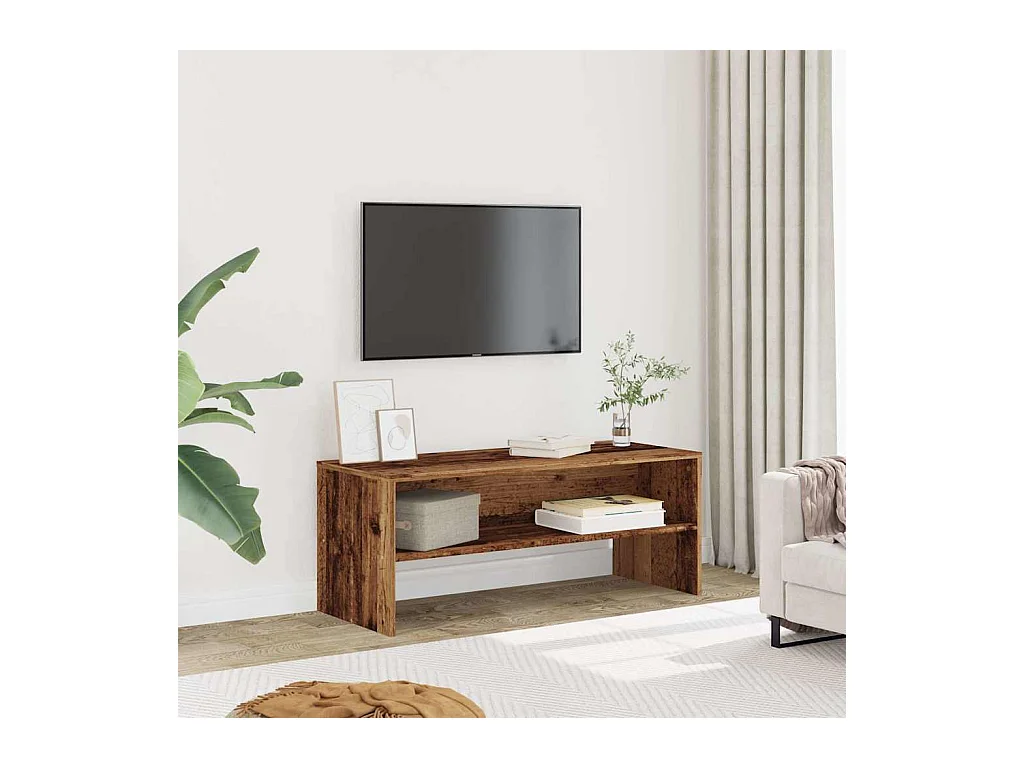 Tv-meubel 100x40x40 cm bewerkt hout oud houtkleurig