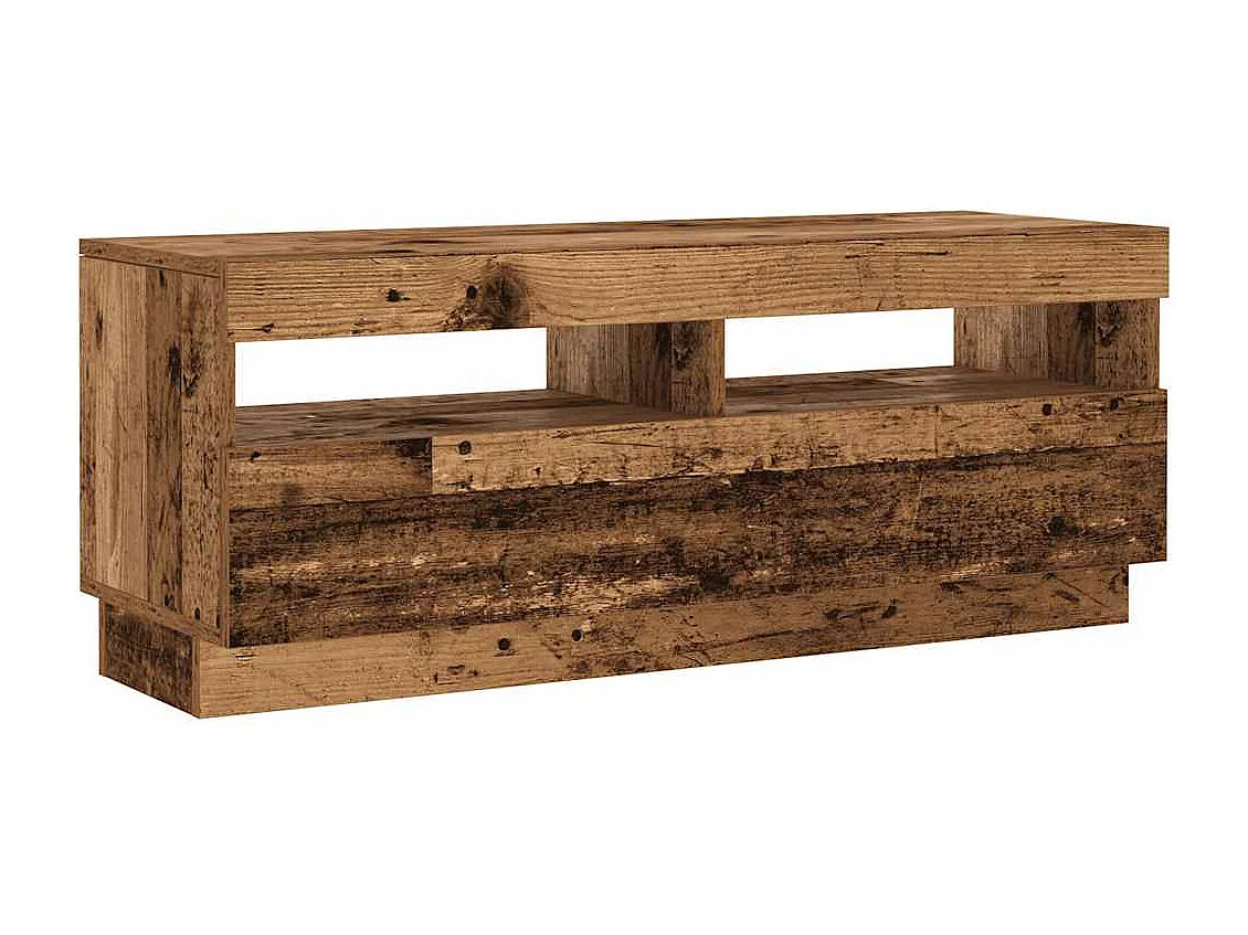Meuble TV avec lumières LED vieux bois bois d'ingénierie