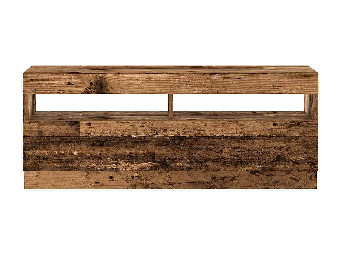 Meuble TV avec lumières LED vieux bois bois d'ingénierie